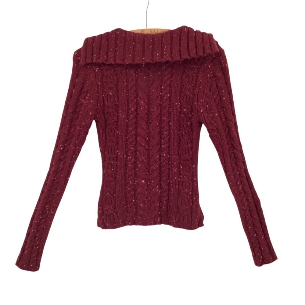 American Eagle Outfitters Women's Wool Blend Cable Knit Cropped Sweater Y2K - Picture 4 of 6